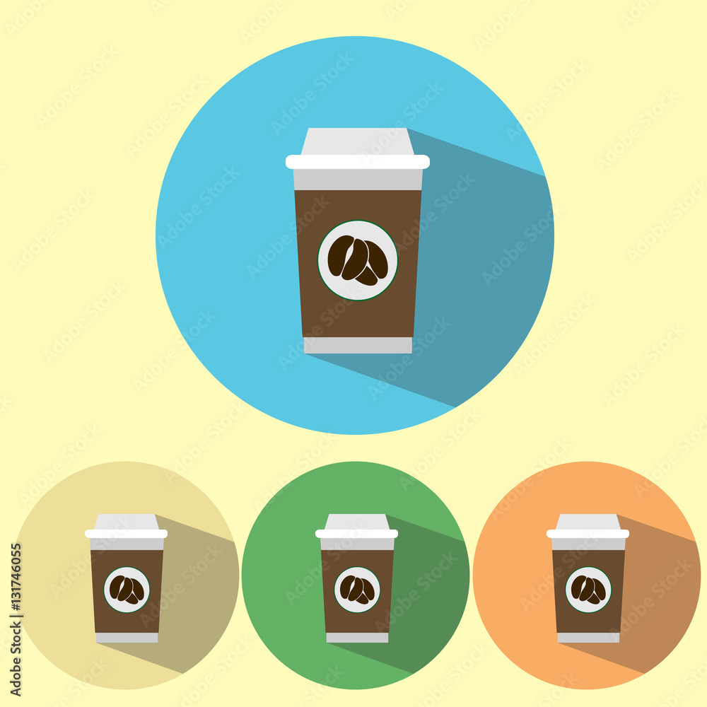 Vector flat shadow icon coffee Vector flat shadow icon coffee