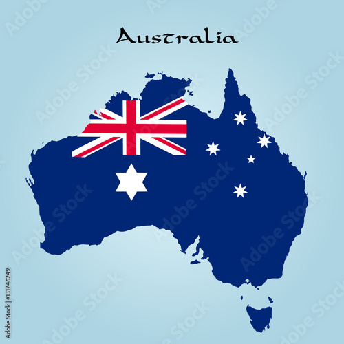 Karte von Australien mit Landesfahne
