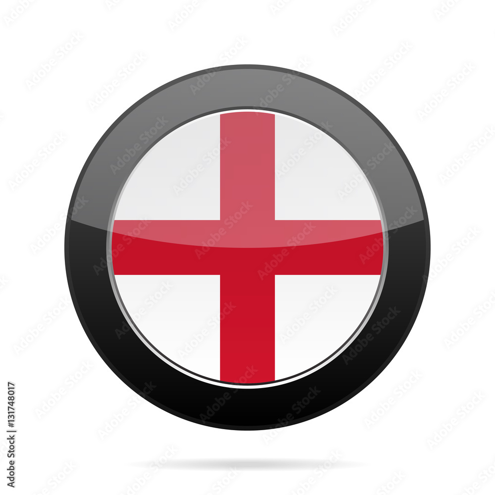 Fototapeta premium Flag of England. Shiny black round button.