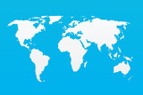 Mapa Świata na niebieskim tle