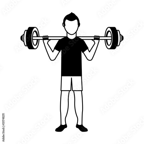 athlete avatar character weight lifting icon vector illustration design