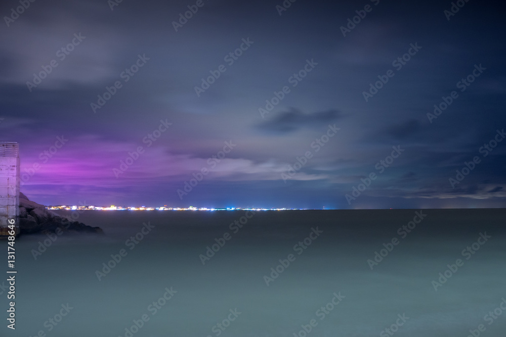 Fototapeta premium sea and beach with clouds. Rough sea