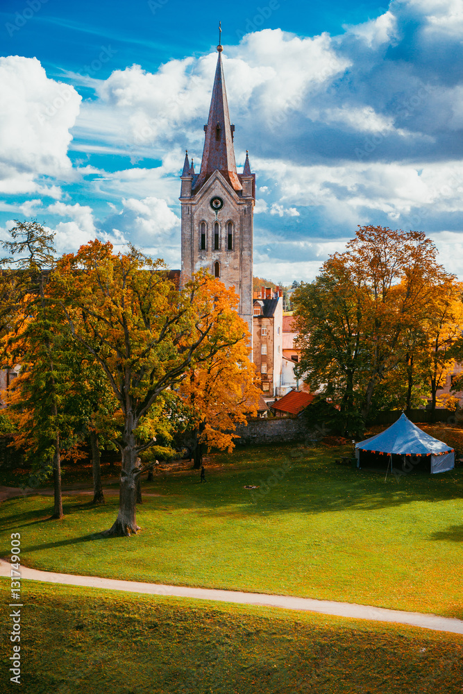 Gold autumn; the old ancient church Gold autumn; the old ancient church