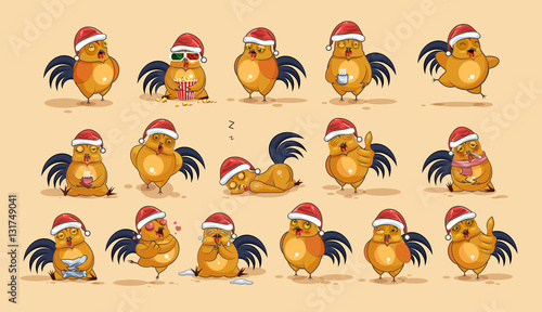 Illustrations isolated Emoji character cartoon Cock stickers emoticons with different emotions