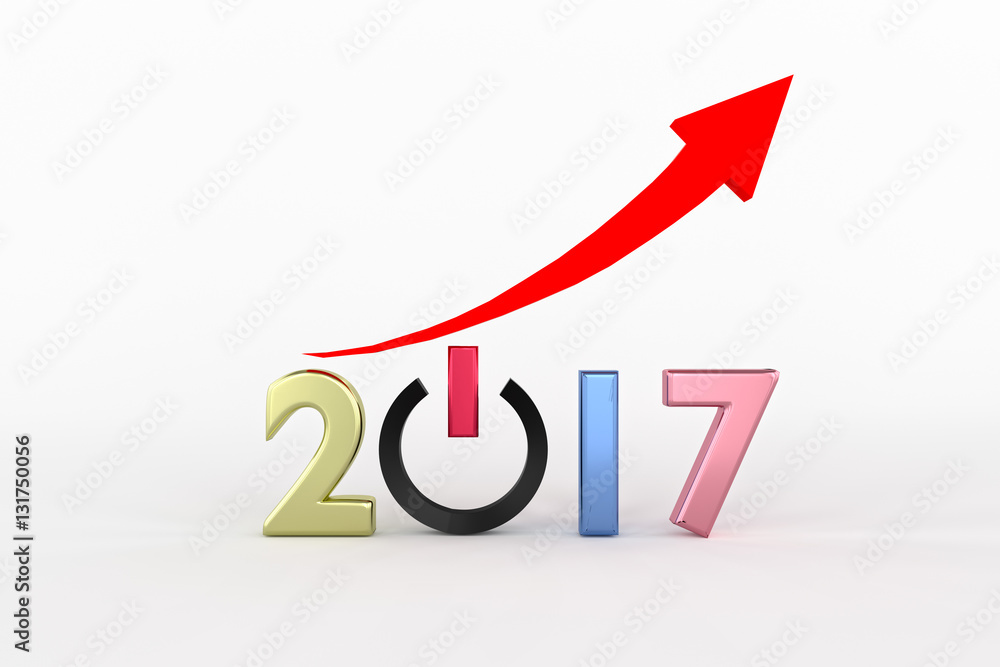 3d rendering of 2017 for new year starting going up 3d rendering of 2017 for new year starting going up