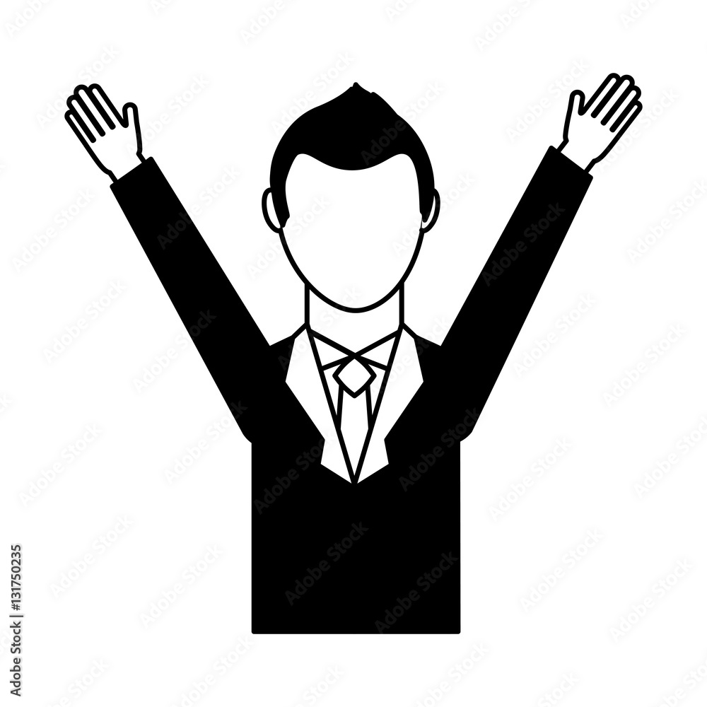 businessman avatar with hands up vector illustration design businessman avatar with hands up vector illustration design