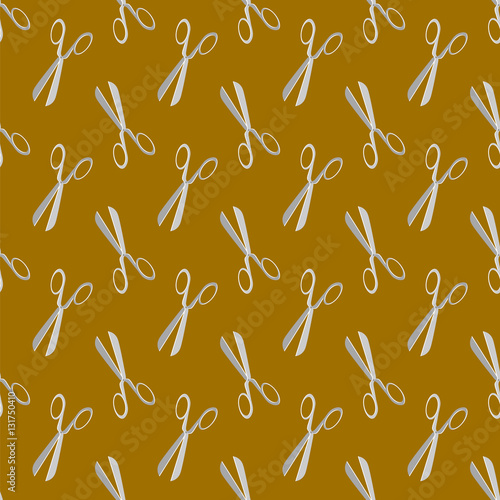 Scissors Seamless Pattern Isolated on Orange Background. Barber Symbol