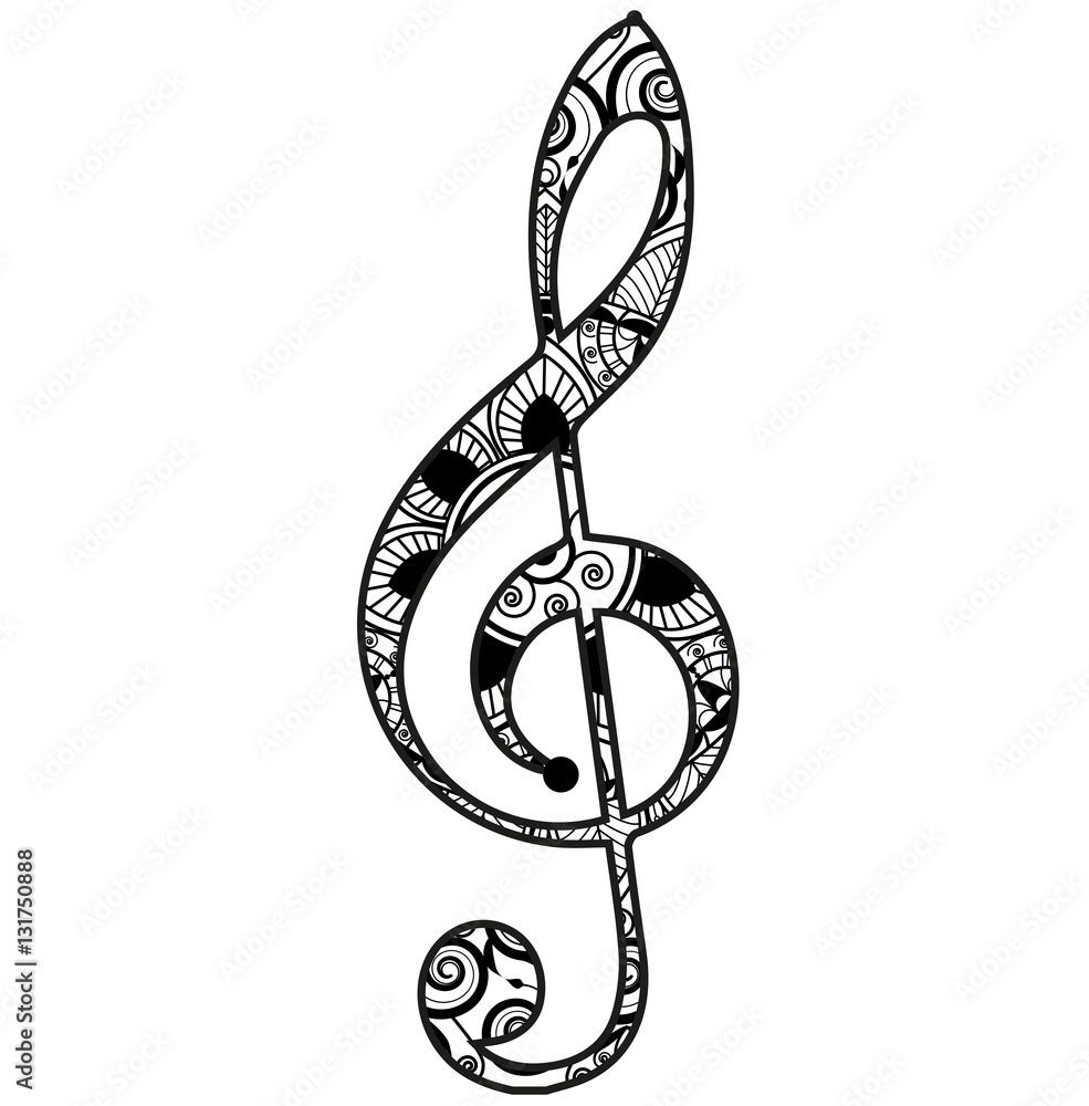 Vettoriale Stock Vector illustration of a violin key mandala for coloring, chiave  di violino vettoriale da colorare | Adobe Stock