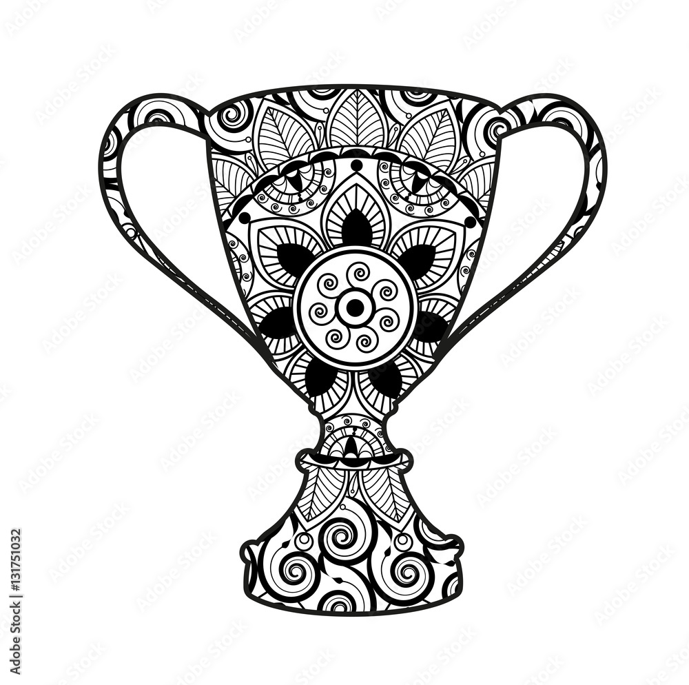 coppa da colorare - 1 Vecteur Stock Vector illustration of a cup mandala for coloring book, coppa mandala vettoriale da colorare | Adobe Stock