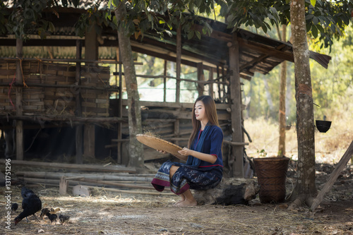 Livelihoods of Asia rural women in farmland.