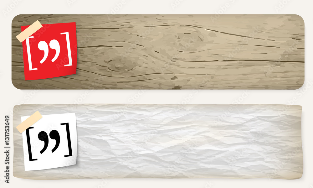 Obraz premium Two banners and quotation mark symbol