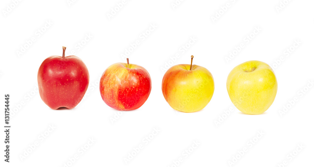 Set of four fresh apples, isolated, on white background Set of four fresh apples, isolated, on white background