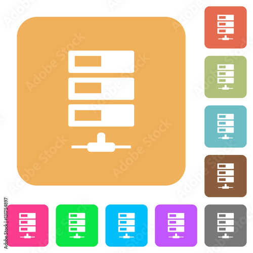 Data network rounded square flat icons