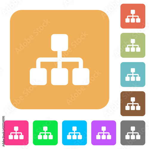 Network rounded square flat icons