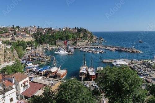 Mediteranian Sea, the Oldtown Harbour in Antalya and the City Walls, Turkey