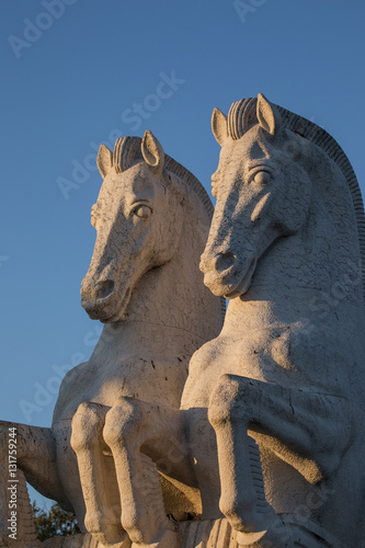 two majestic horses statues