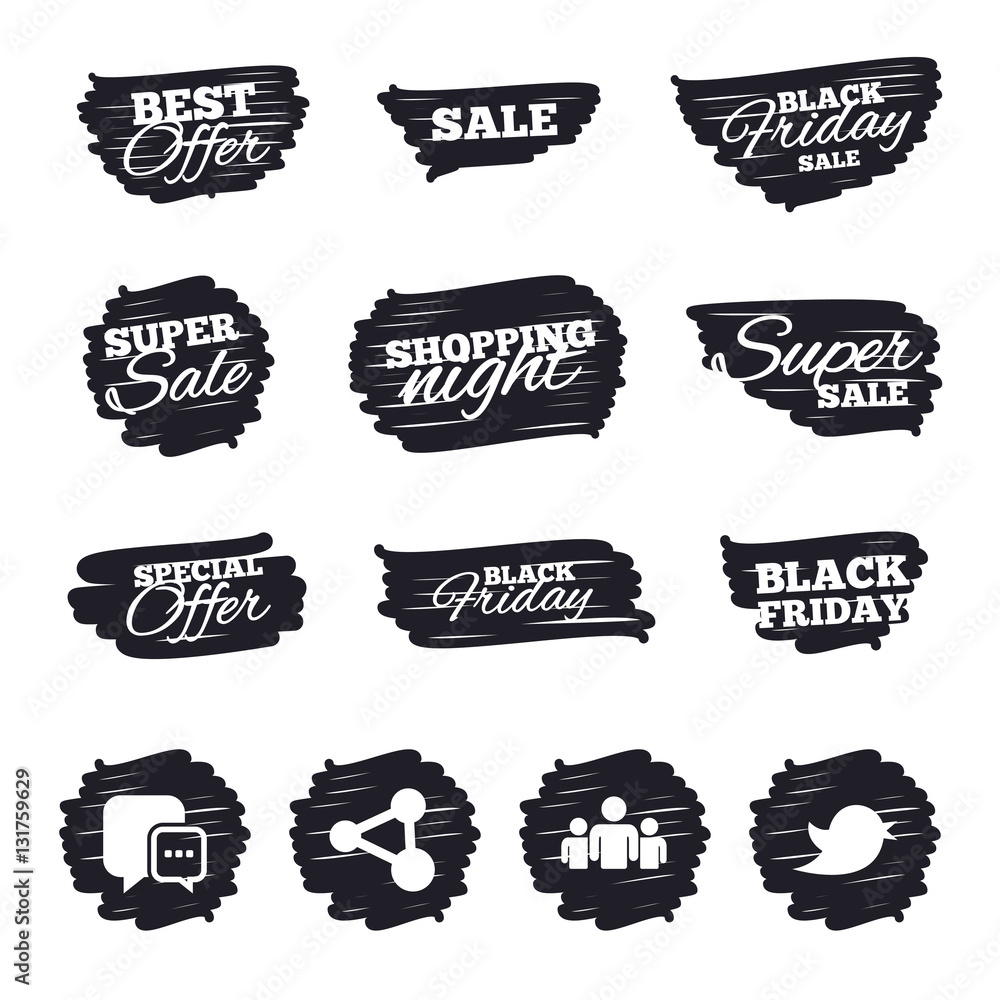 Fototapeta premium Social media icons. Chat speech bubble and Bird.