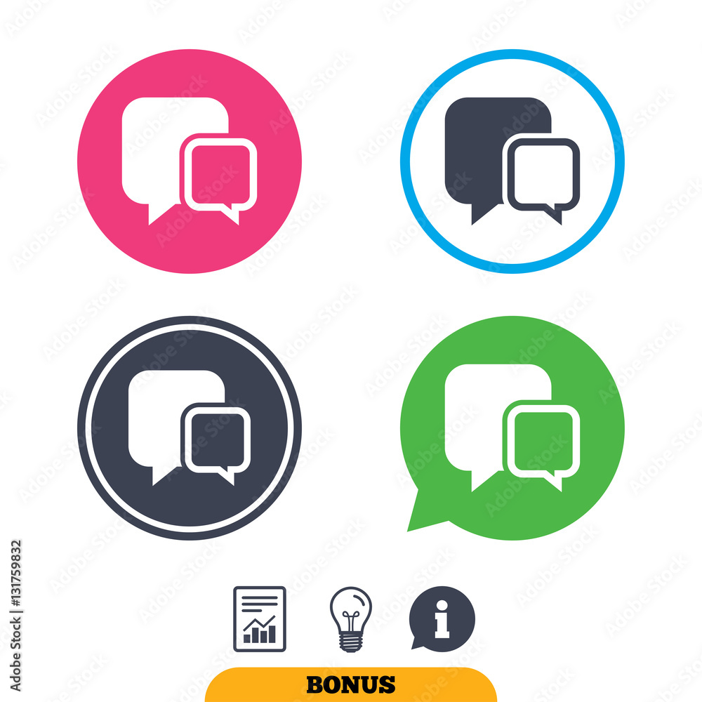 Chat sign icon. Speech bubbles symbol. Chat sign icon. Speech bubbles symbol.