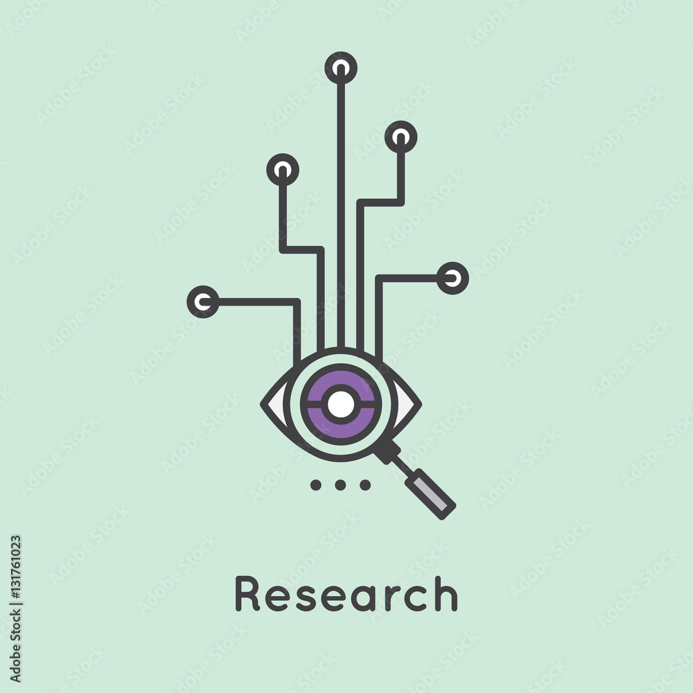 Simple Vector Icon Style Illustration of Research Process
