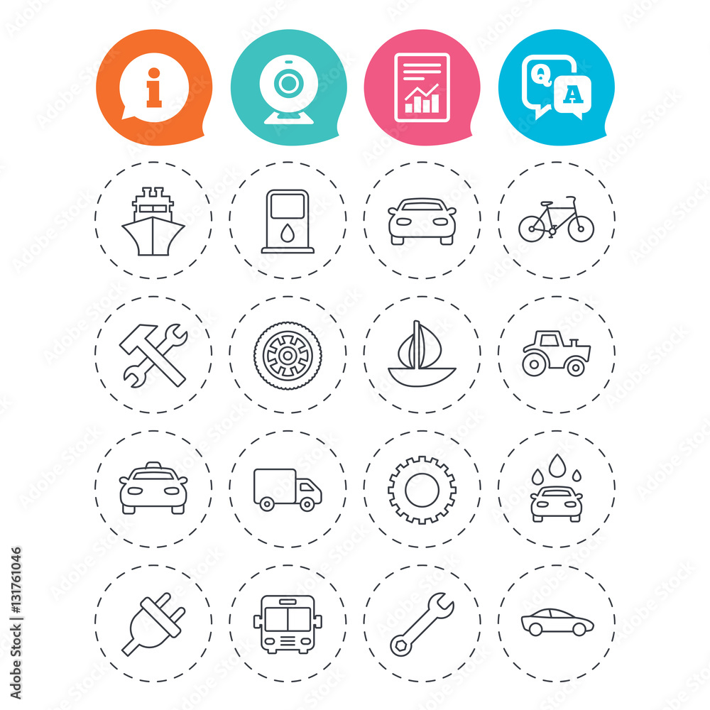 Transport, services icons. Ship, car and bus. Transport, services icons. Ship, car and bus.