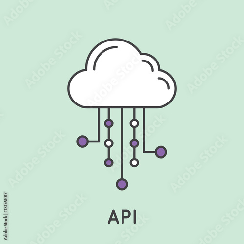 Simple Vector Icon Style Illustration of Application Programming Interface API Technology