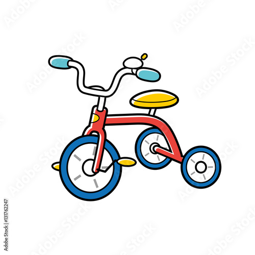 Red kids tricycle icon.