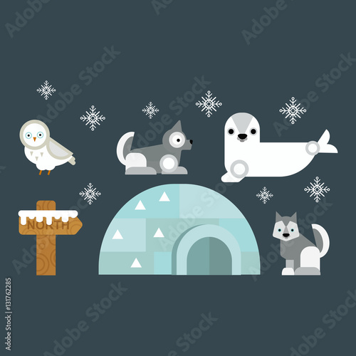 Alaska symbols vector illustration.