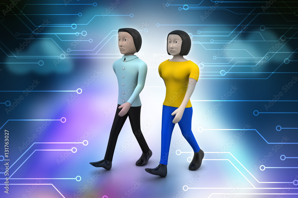 Fototapeta premium Two friends walk together