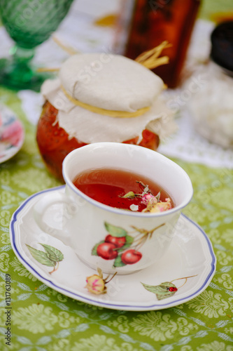 tea with roses and jam
