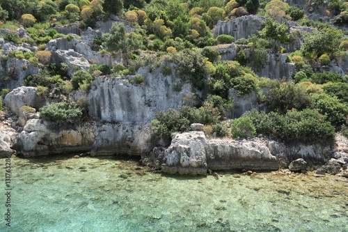 Kekova Island and the Ruins of the Sunken City Simena in the Antalya Province, Turkey