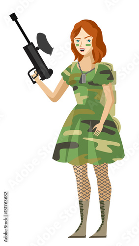 redhead paintball sniper girl