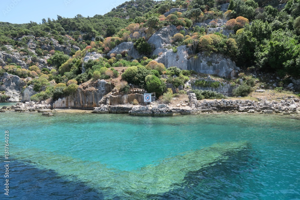 Kekova Island and the Ruins of the Sunken City Simena in the Antalya Province, Turkey