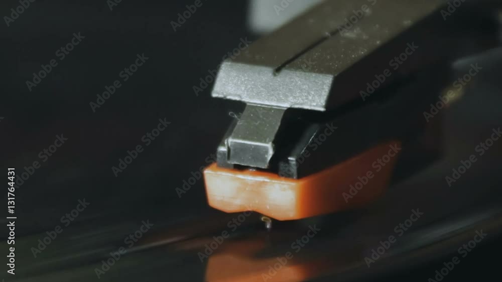 Turntable playing, player needle Turntable playing, player needle