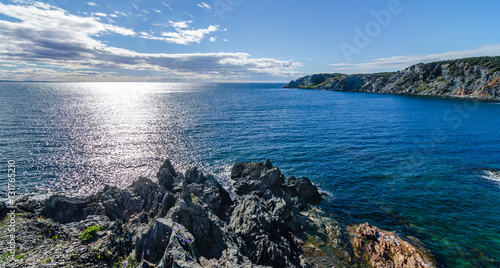 Crow head, rocky high outcropping North of Twillingate Nfld.  View of  Atlantic from a high cliff in Crow Head, Newfoundland, Canada.  
