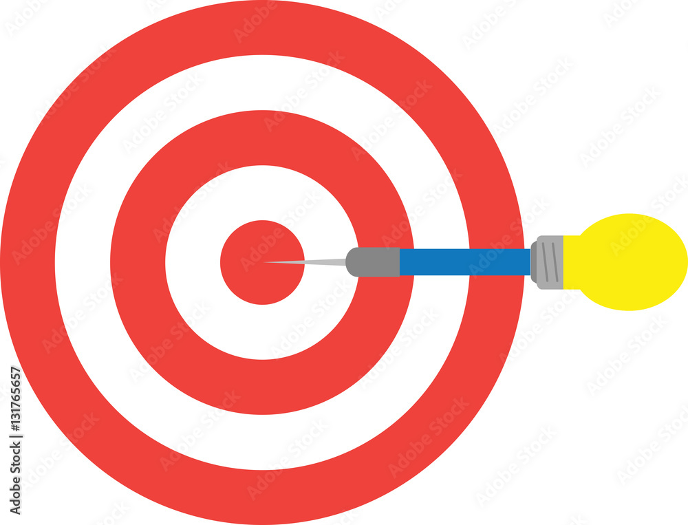 Bullseye with light bulb dart. Center