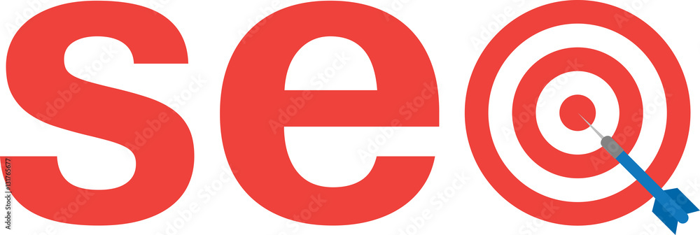 Fototapeta premium Dart on bullseye with text seo