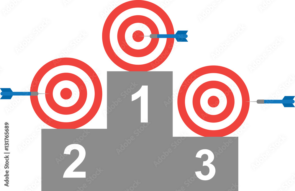 Bullseye with target on first, second and third positions Bullseye with target on first, second and third positions
