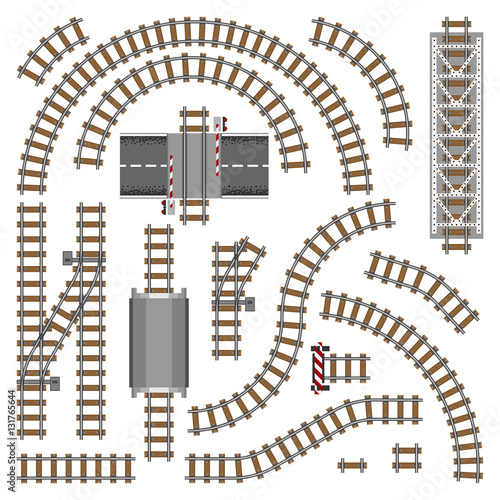 Vector illustration of railway parts - Grey rails
