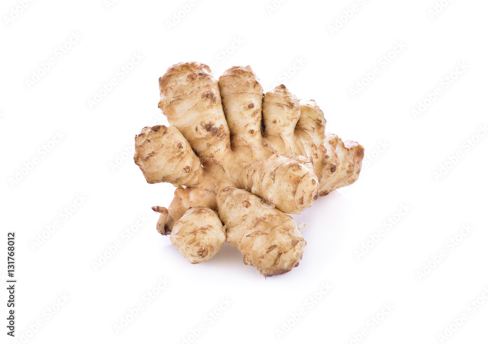 Jerusalem artichoke on a white background