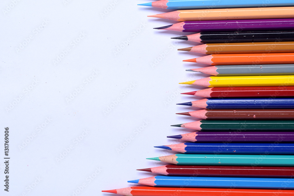 Fototapeta premium Color pencils isolated on white background.Close up.