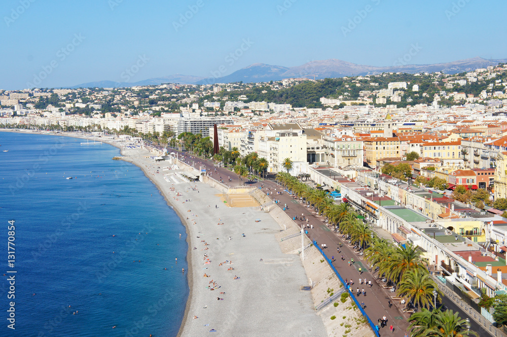 Cityscape of Nice, France view to old city and promenade