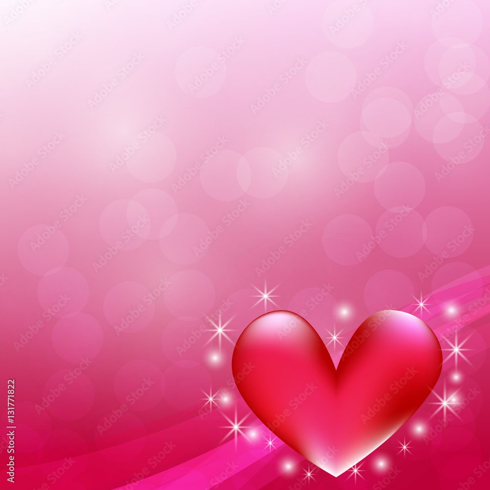 Red heart and abstract pink background vector illustration