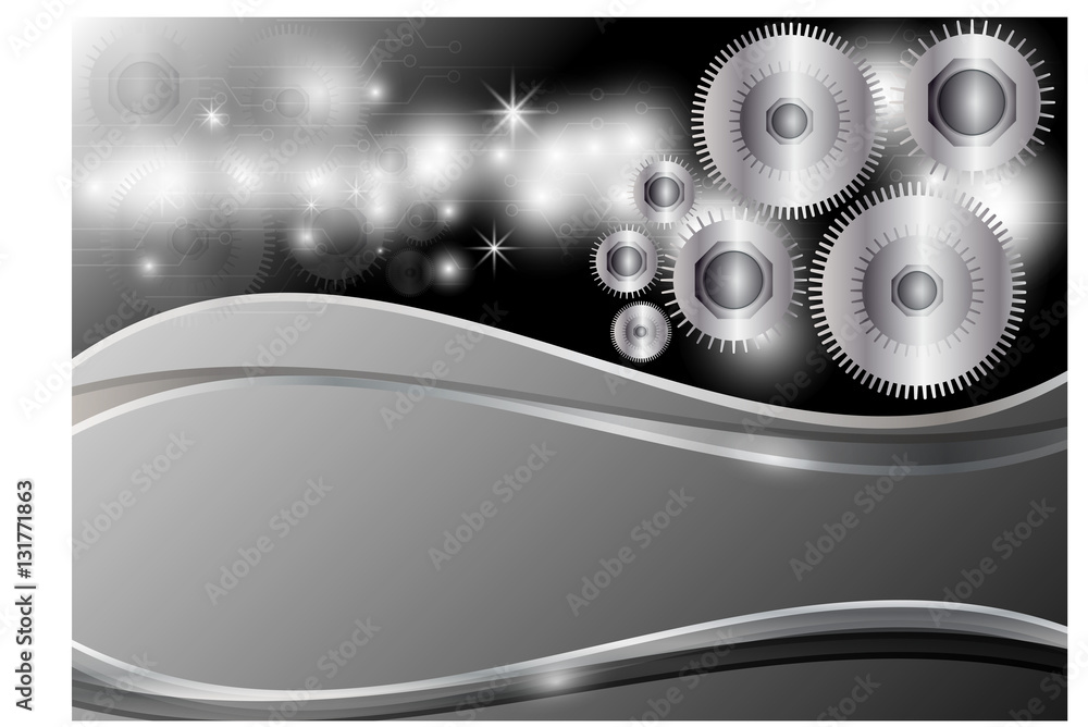 Fototapeta premium Abstract engineering gray and black gear technology background vector