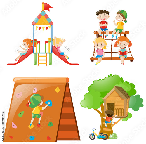 Many kids playing at different play stations