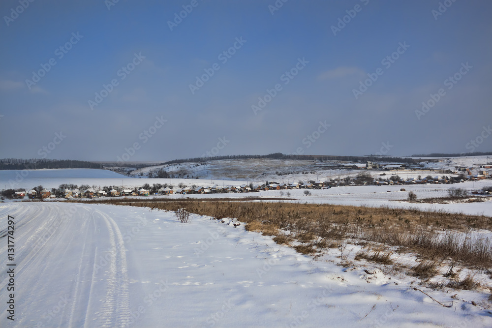 Snow-covered road