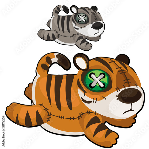 Fototapeta Naklejka Na Ścianę i Meble -  Handmade soft toy tiger. Vector animal