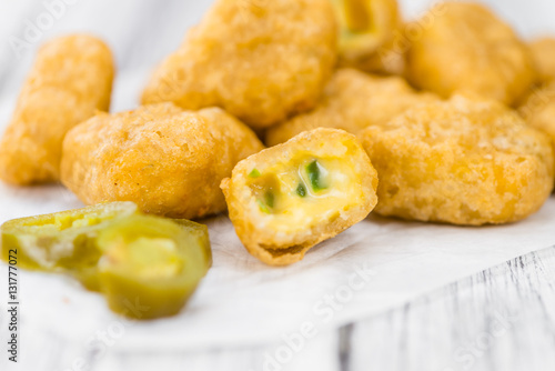 Cheese Nuggets (with Chilis) (selective focus, close-up shot) © HandmadePictures