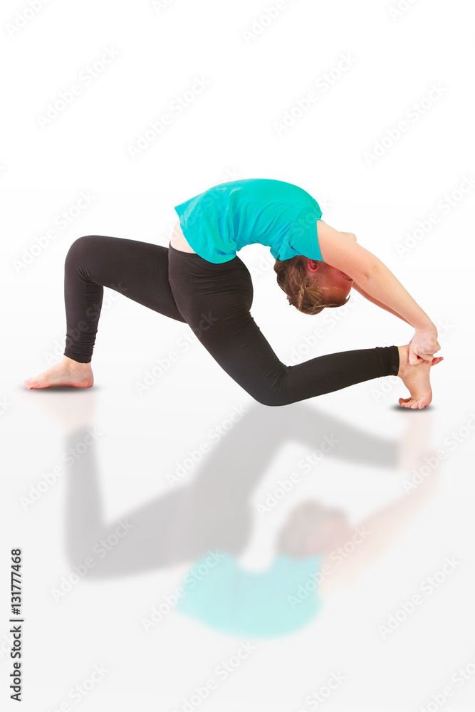 beautiful woman doing yoguna white background beautiful woman doing yoguna white background