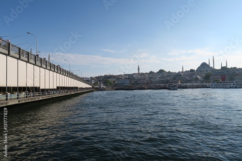 Famous Galata Bridge, Golden Horn and Suleymaniye Mosque in Istanbul, Turkey © thomasje