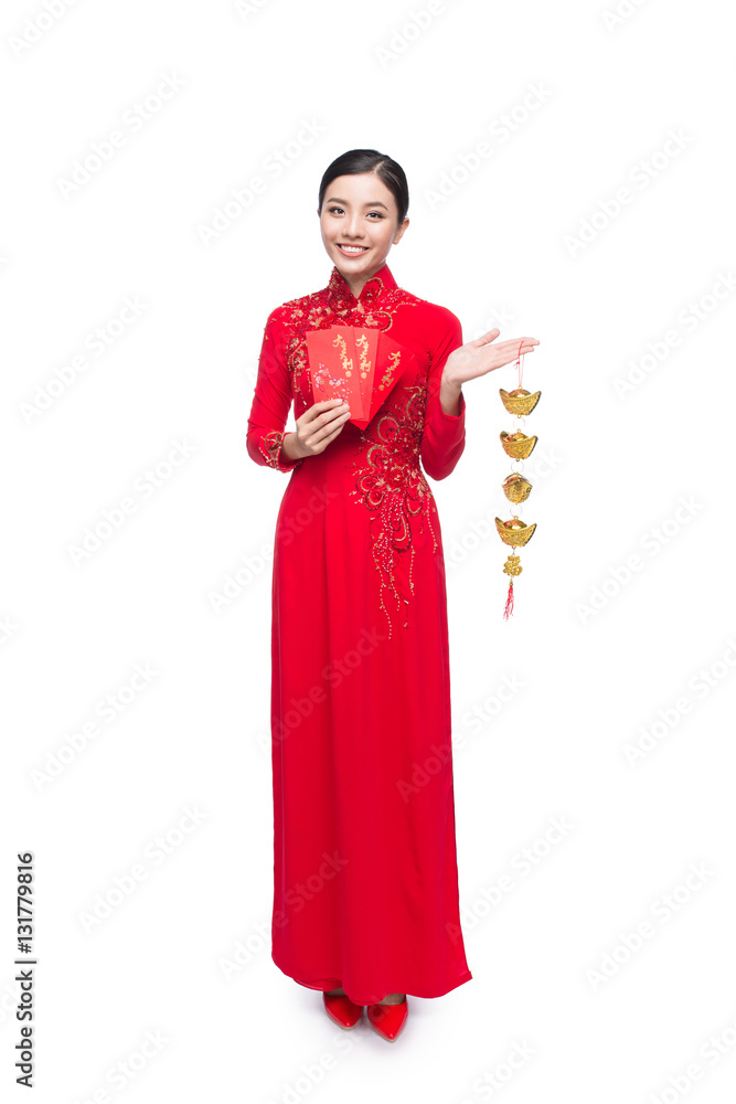Full length of a beautiful Asian woman on traditional festival c Full length of a beautiful Asian woman on traditional festival c